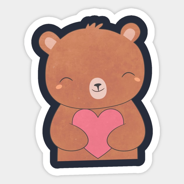 Kawaii Brown Bear T-Shirt Sticker by happinessinatee